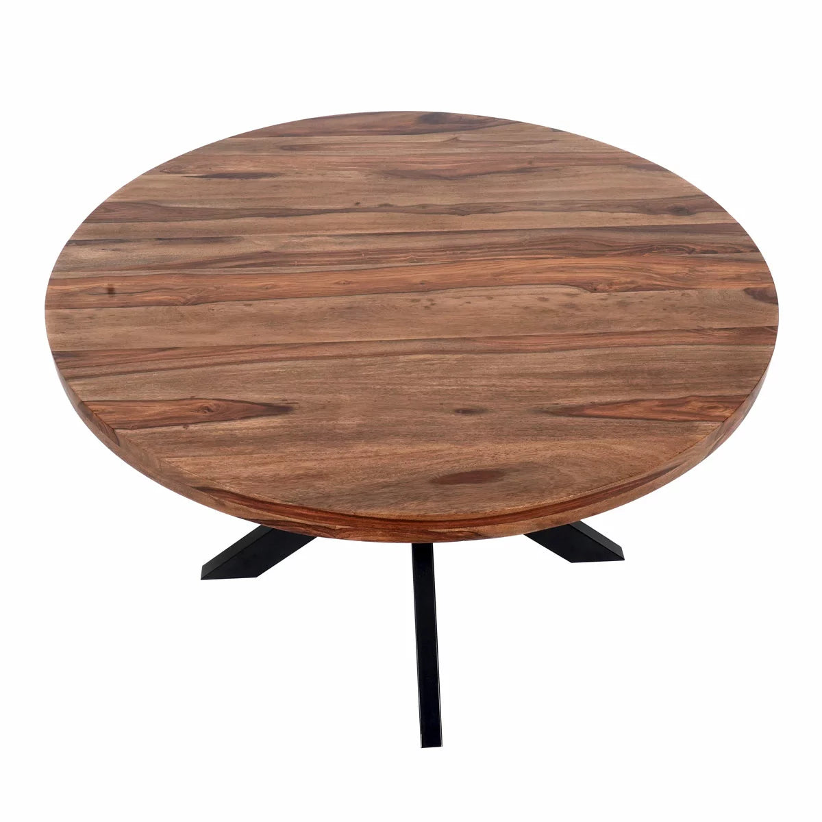 Indus Valley Henley Round Wooden Dining Table + 4 Grey Chairs