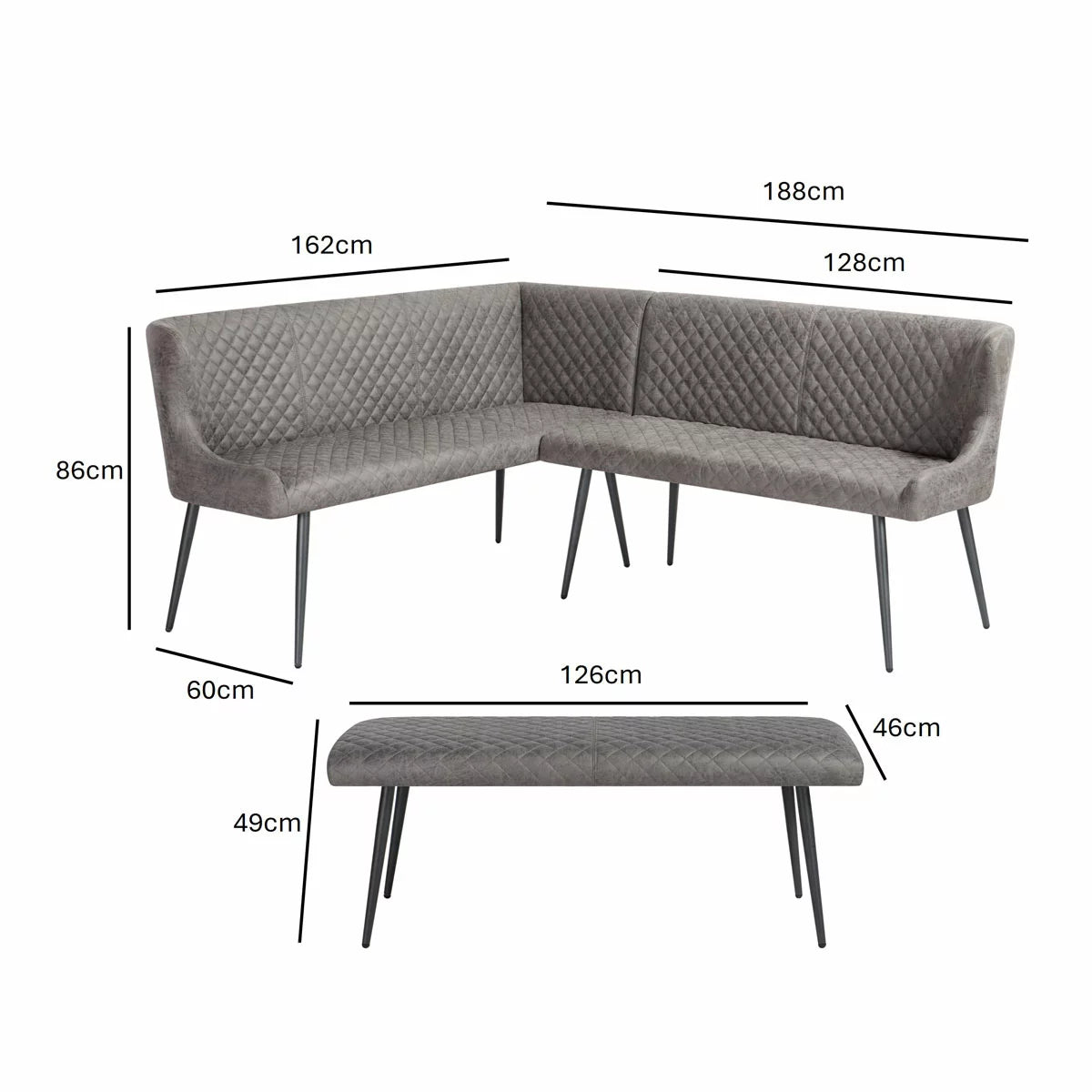Indus Valley Henley Wooden Dining Table with Grey Corner Seat & Bench