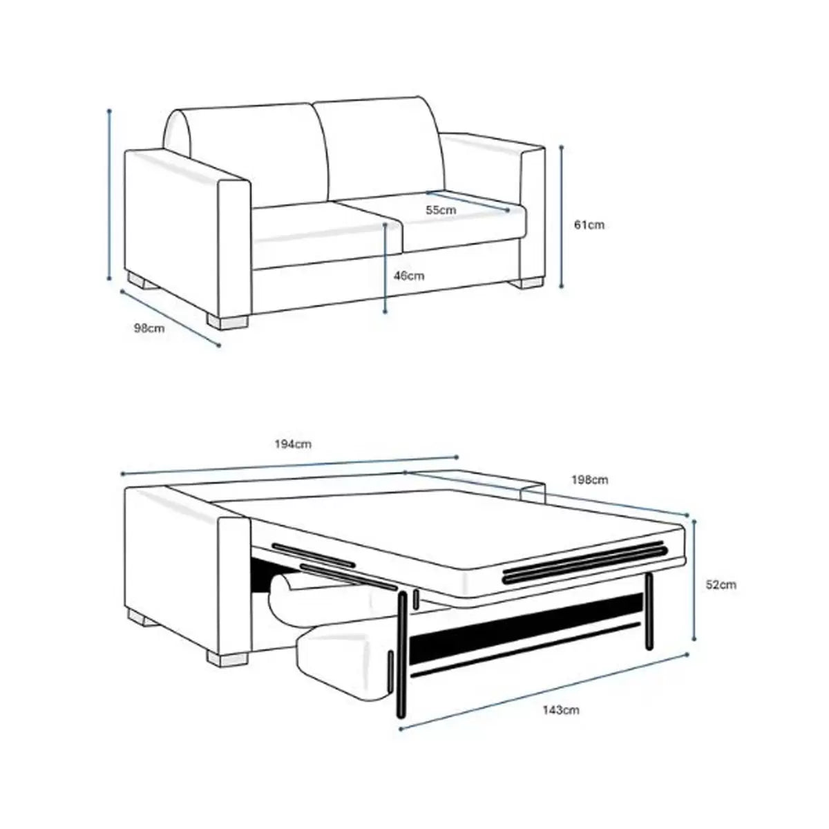 Lucas Navy Fabric Sofa Bed
