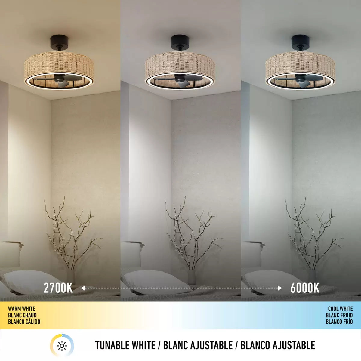 Artika Kalani 24" (61cm) Rattan Fan Light with Remote Control
