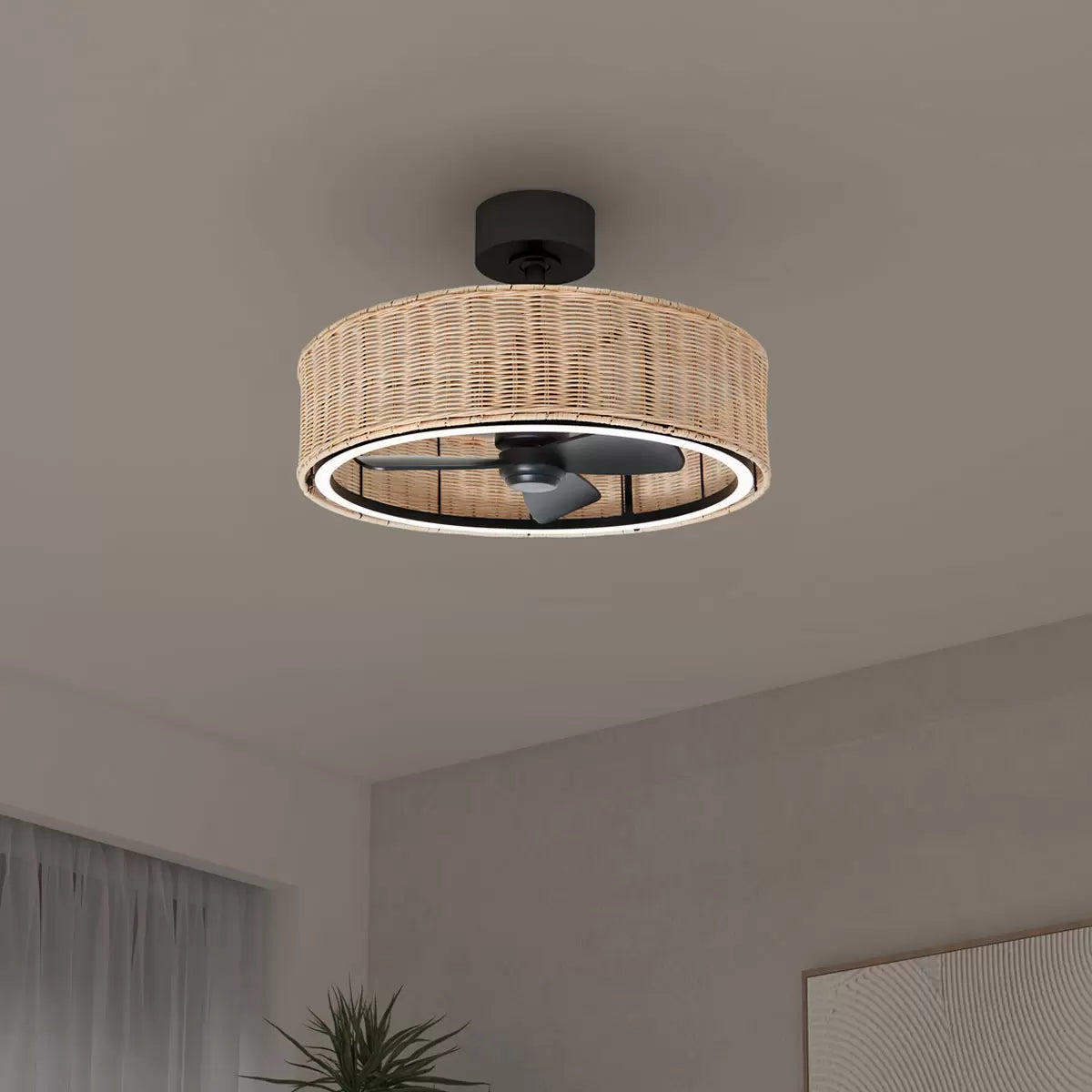 Artika Kalani 24" (61cm) Rattan Fan Light with Remote Control
