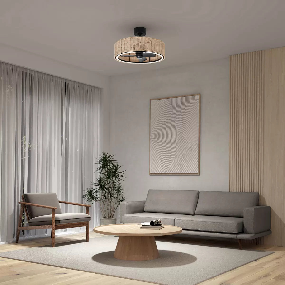Artika Kalani 24" (61cm) Rattan Fan Light with Remote Control