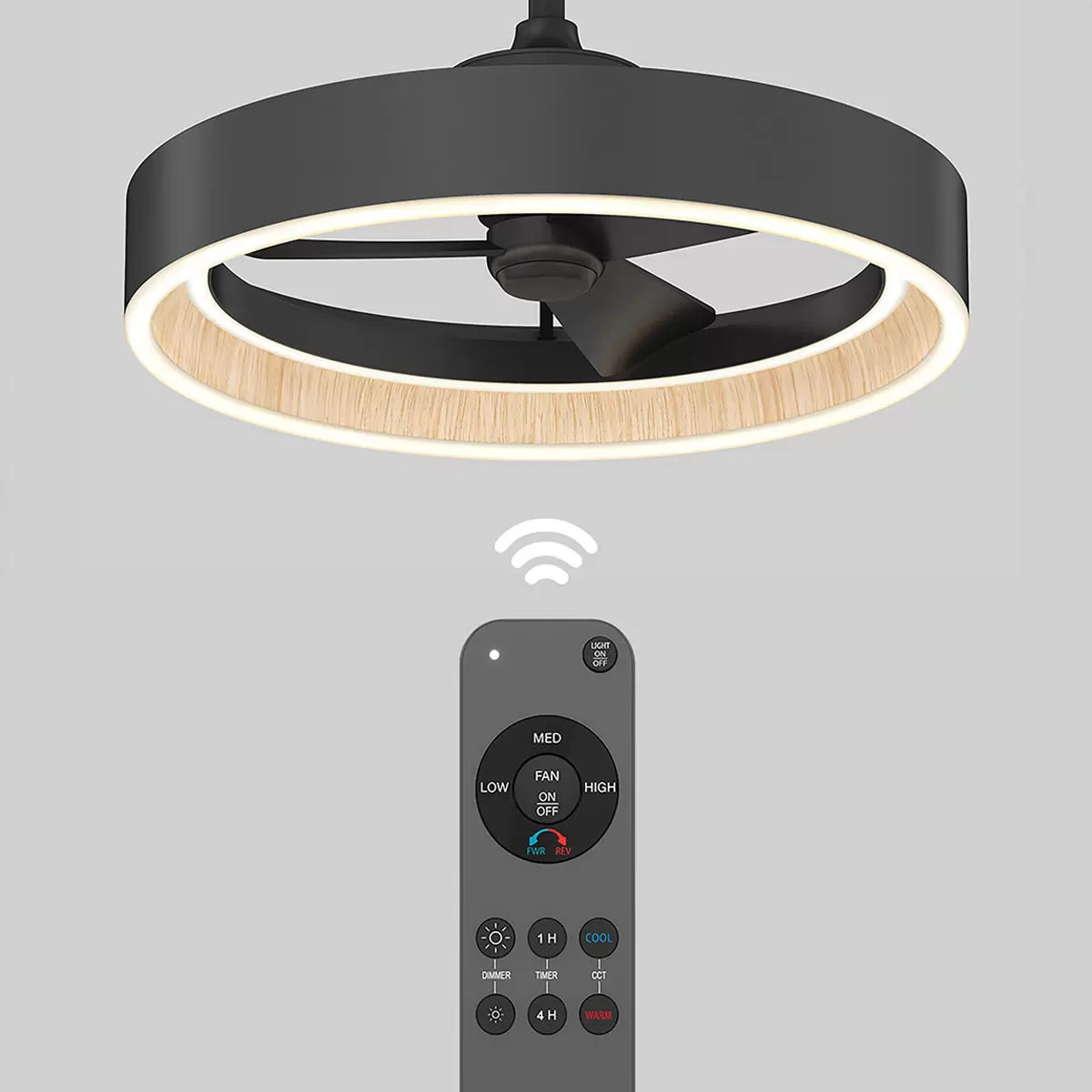 Artika Alton 24" (61cm) Wood Accent Fan Light with Remote Control