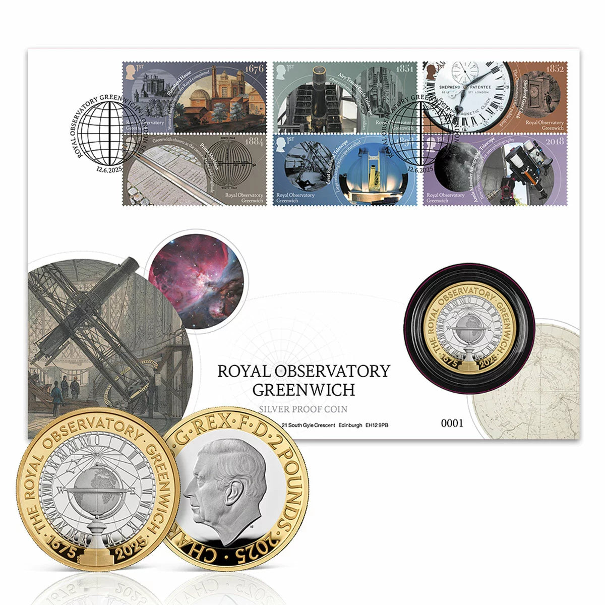Royal Observatory £2 Silver Coin Cover & Stamps from Royal Mail® and The Royal