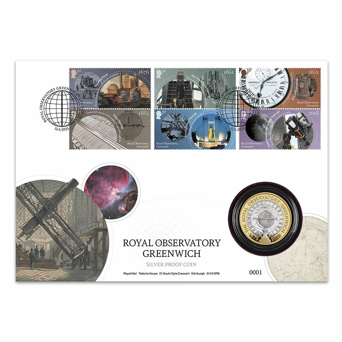 Royal Observatory £2 Silver Coin Cover & Stamps from Royal Mail® and The Royal