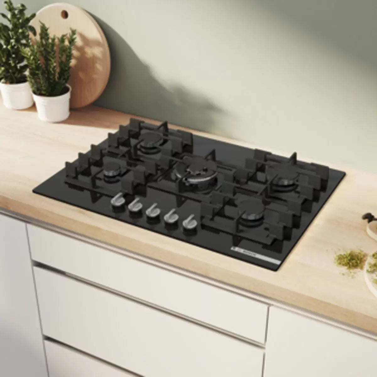 Bosch Series 6 PPQ7A6I40, Tempered Glass 75cm Gas Hob in Black