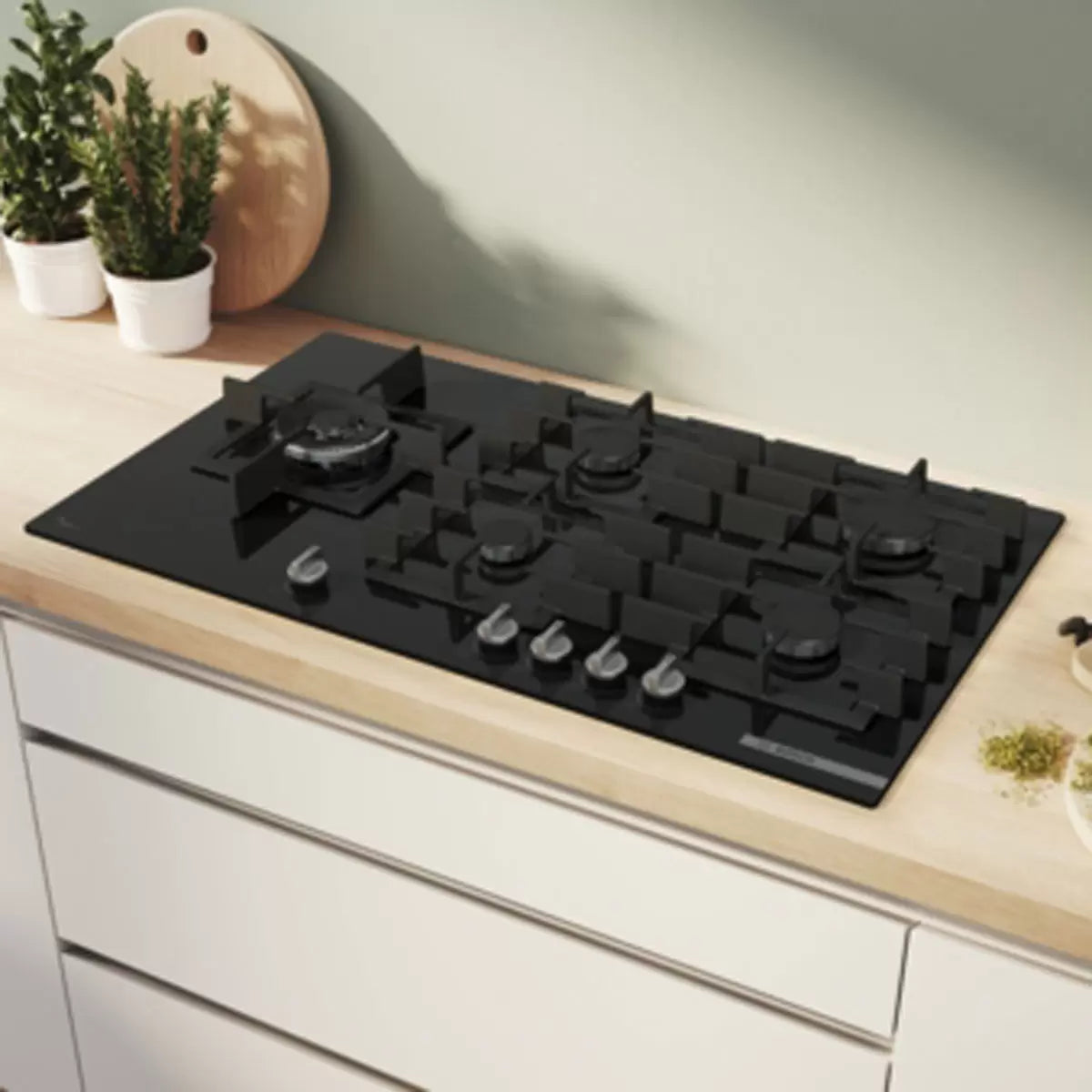Bosch Series 6 PPM9A6I40, Tempered Glass 90cm Gas Hob in Black