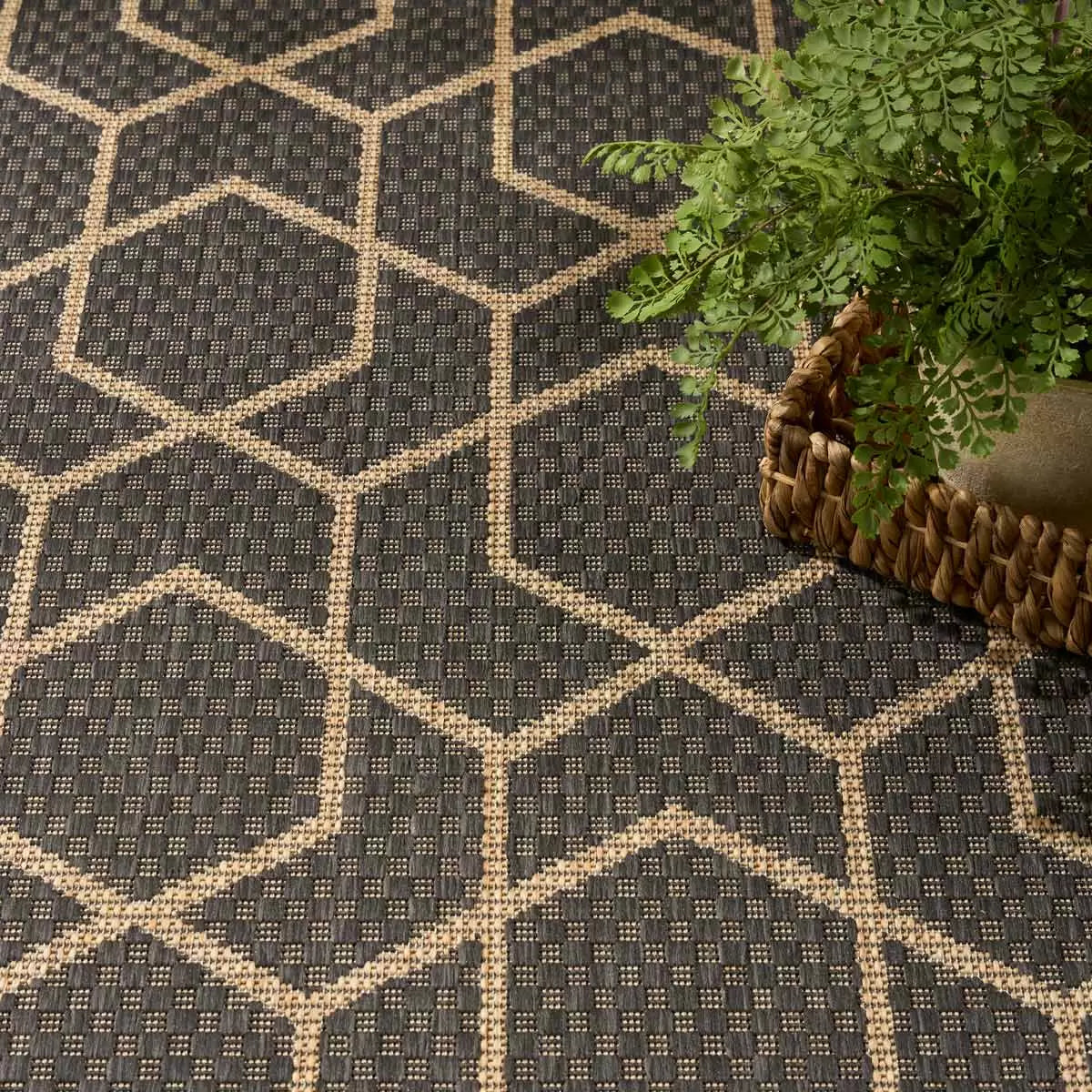 Nourison Horizon Geometric Charcoal Indoor Outdoor Rug, in 2 Sizes