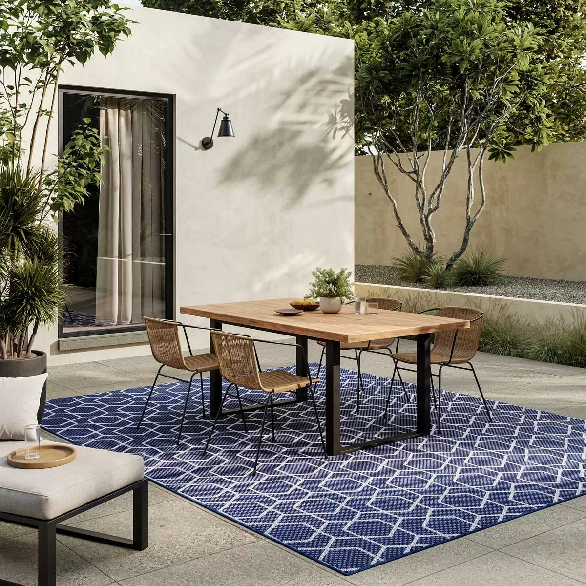 Nourison Horizon Geometric Navy Indoor Outdoor Rug, in 2 Sizes