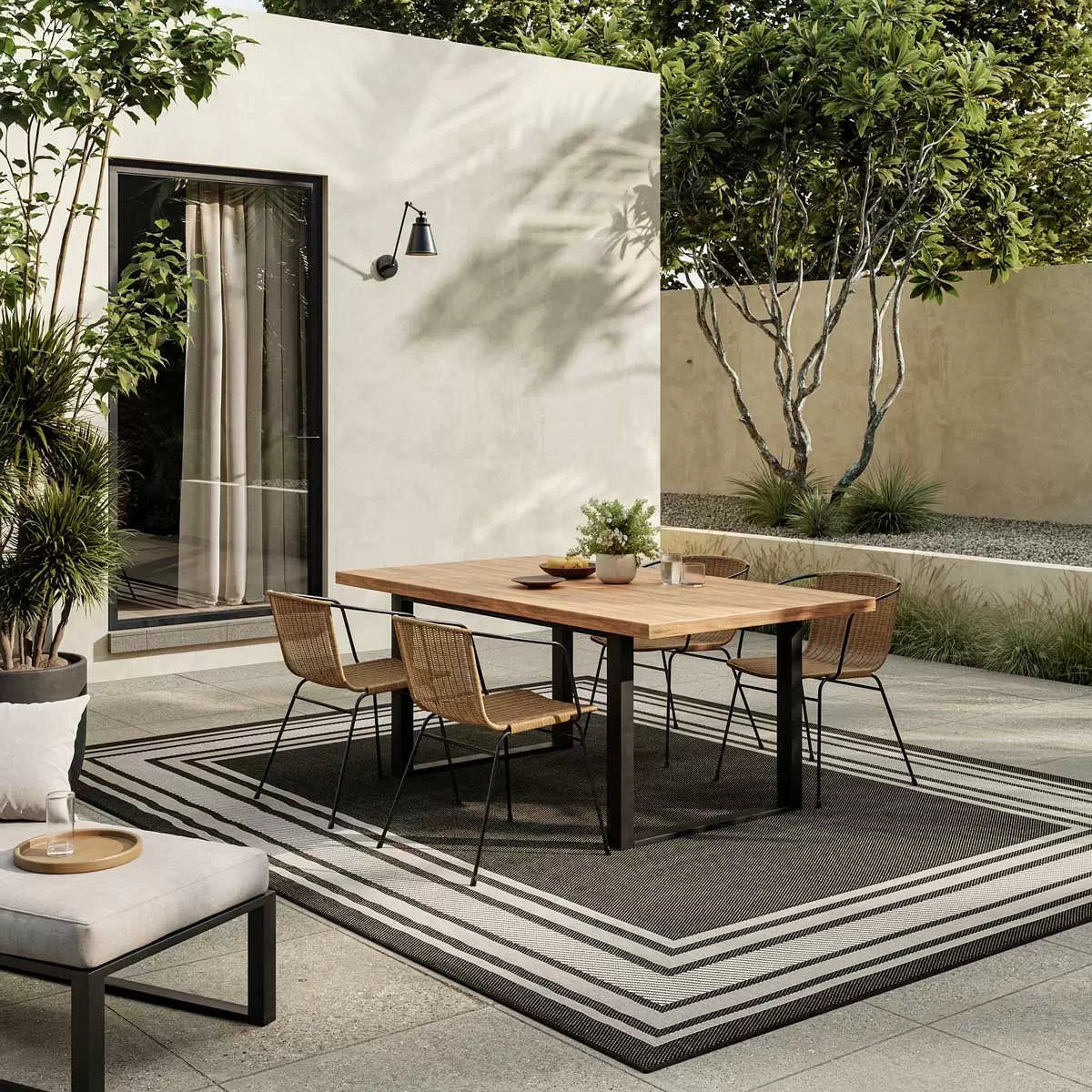 Nourison Horizon Border Black Indoor Outdoor Rug, in 2 Sizes