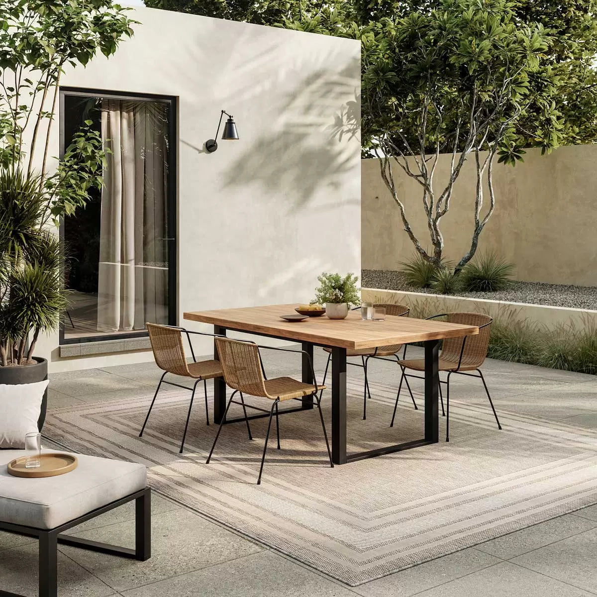 Nourison Horizon Border Grey Indoor Outdoor Rug, in 2 Sizes