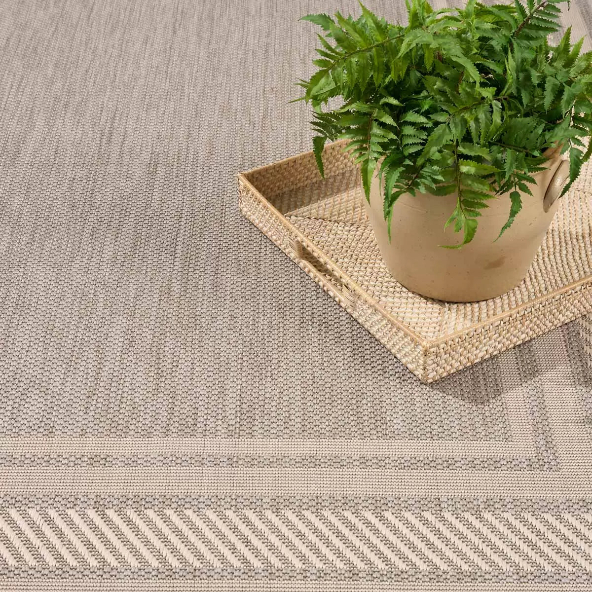 Nourison Horizon Border Grey Indoor Outdoor Rug, in 2 Sizes