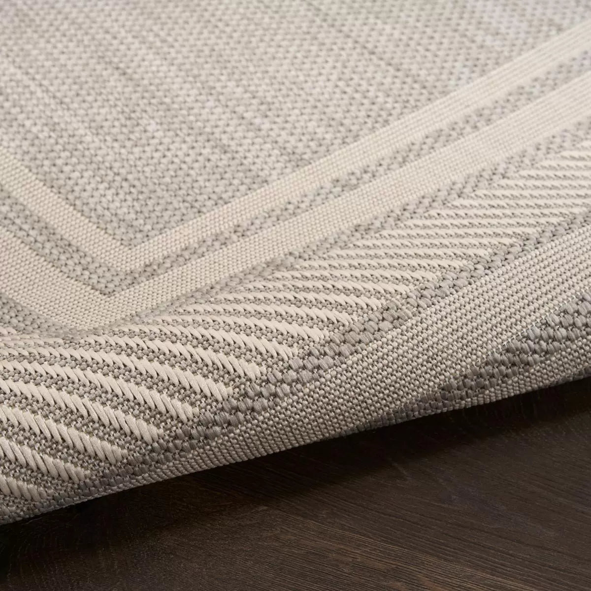 Nourison Horizon Border Grey Indoor Outdoor Rug, in 2 Sizes