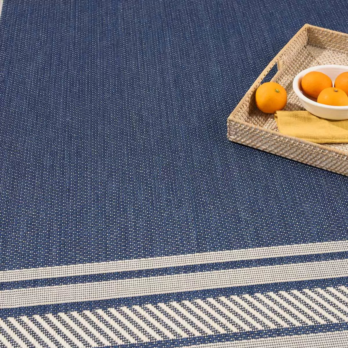 Nourison Horizon Border Navy Indoor Outdoor Rug, in 2 Sizes