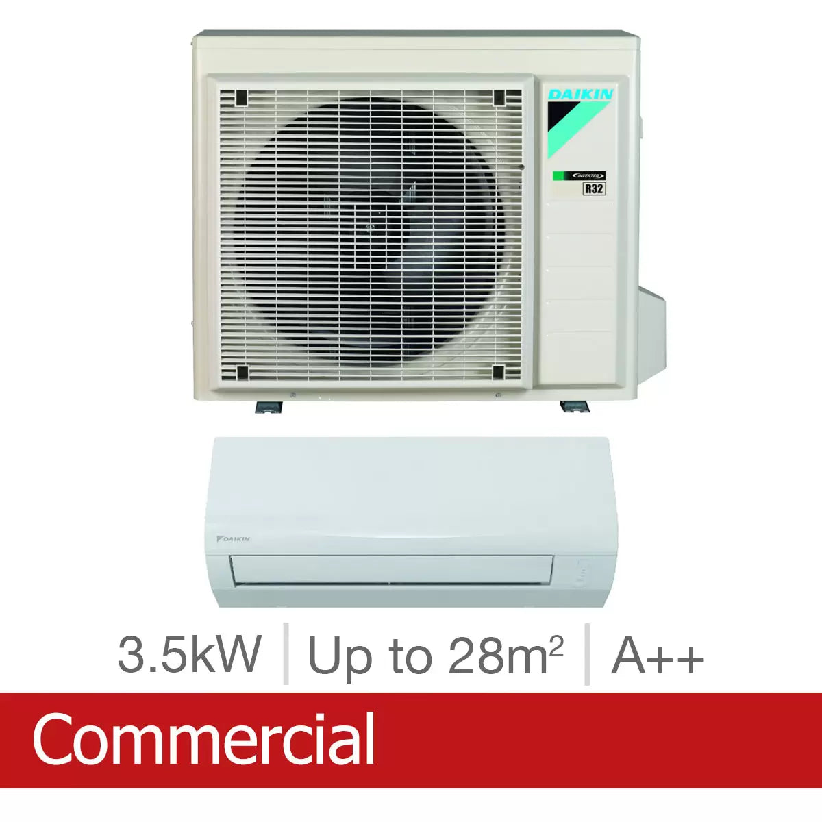 Installed Daikin Sensira 3.5kW Single Split Air Conditioning Unit for Commercial Use