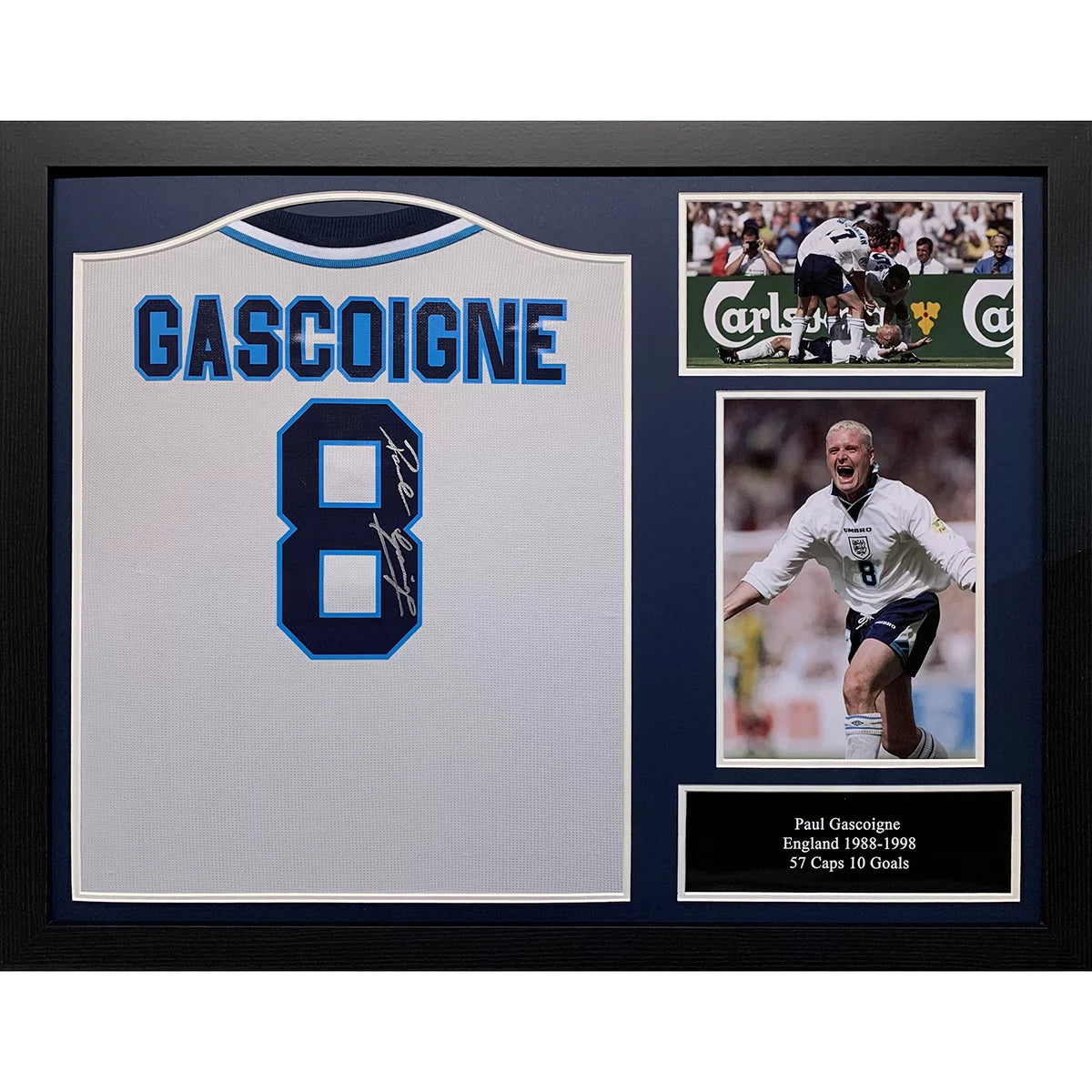 Paul Gascoigne Signed Framed England Euro 96 Football Shirt