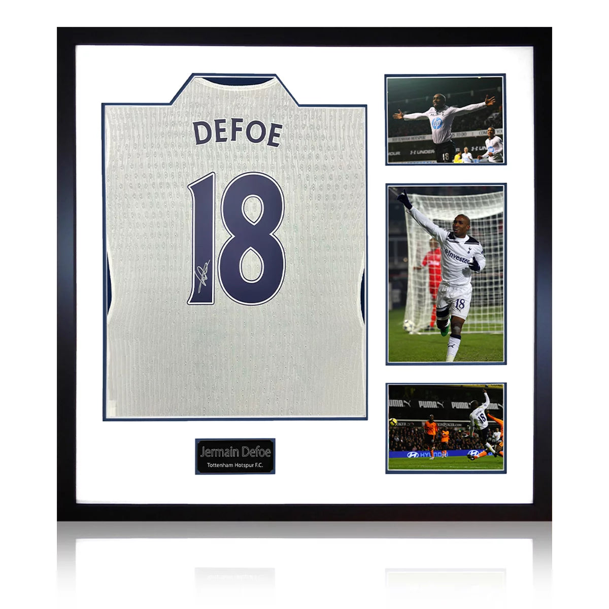 Jermain Defoe Signed Framed Tottenham Football Shirt including 3 Photos