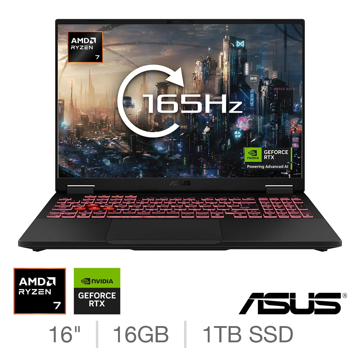 ASUS TUF A16, AMD Ryzen 7, 16GB RAM, 1TB SSD, NVIDIA GeForce RTX 5060, 16 Inch