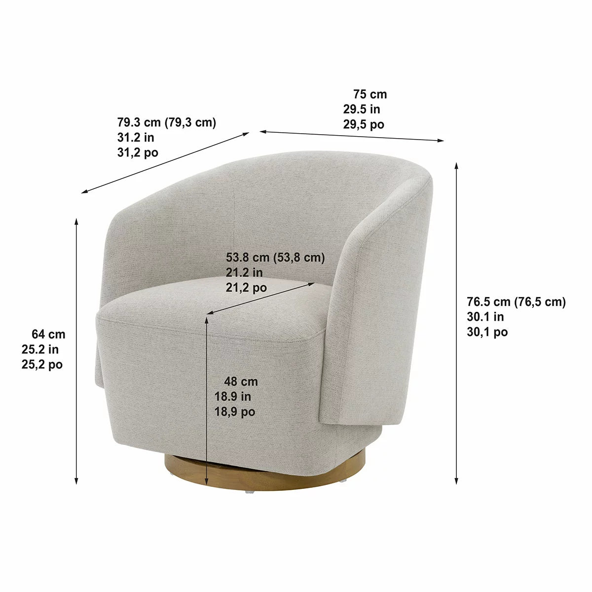 Henredon Murphy Light Grey Fabric Swivel Chair