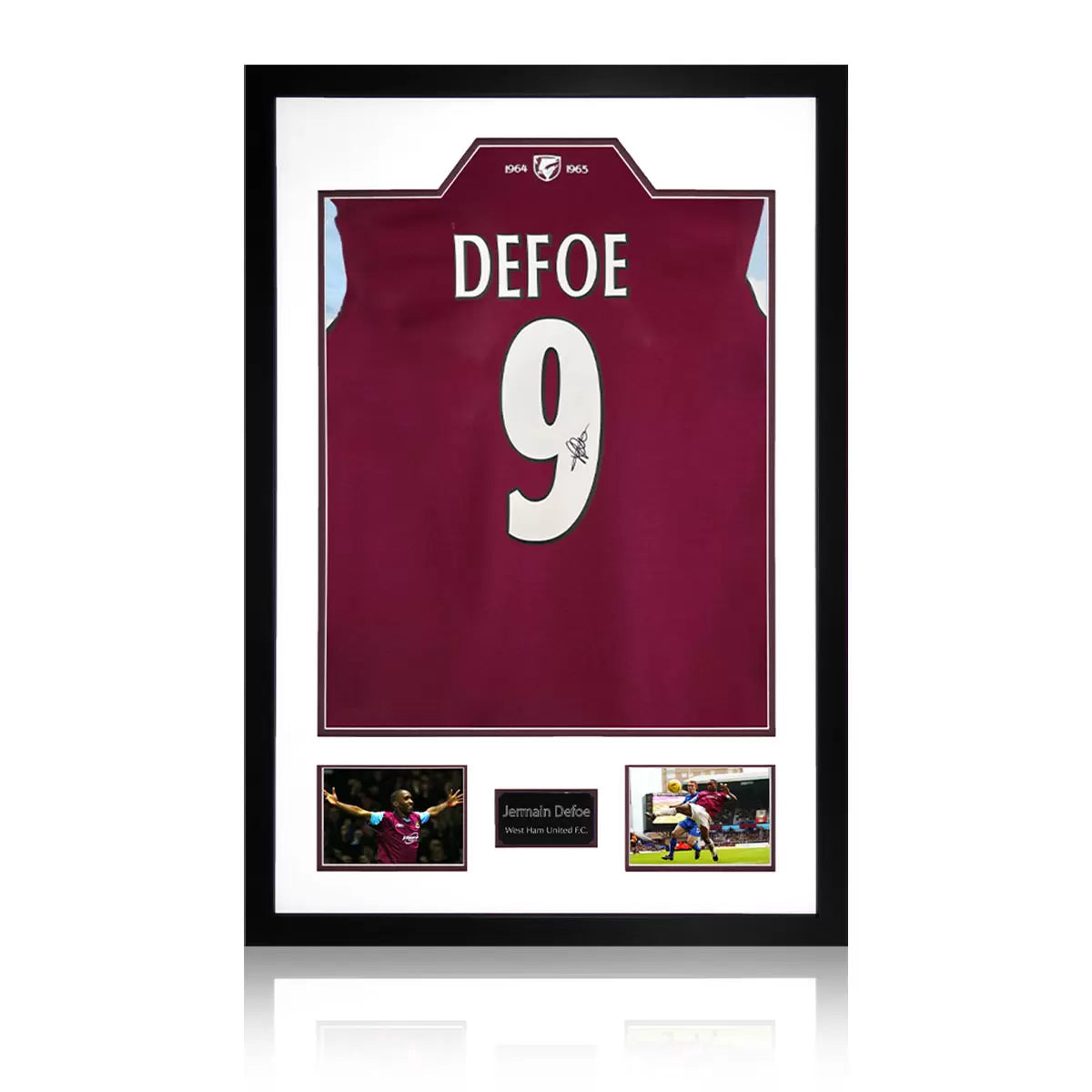 Jermain Defoe Signed Framed West Ham Football Shirt including 2 Photos