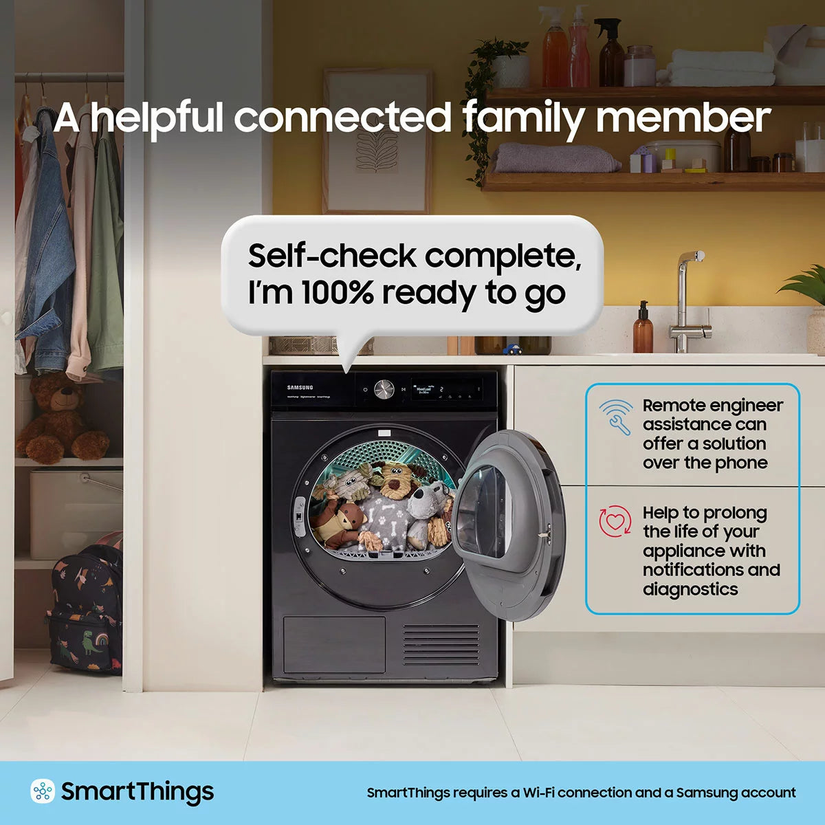 Samsung Series 8 DV90BB9445GHS1, 9kg Smart Heat Pump Tumble Dryer, A+++ Rated
