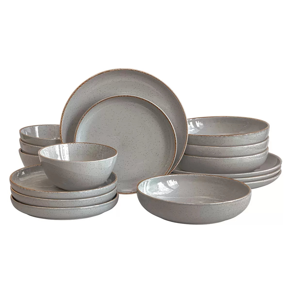 Over & Back Stoneware Dinnerware Set, 16 Piece