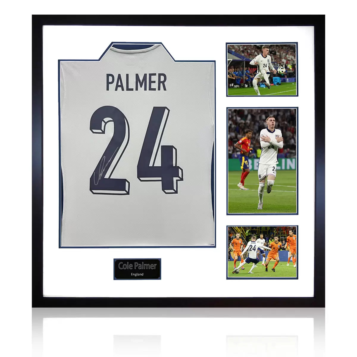 Cole Palmer Signed Framed England Football Shirt including 3 Photos