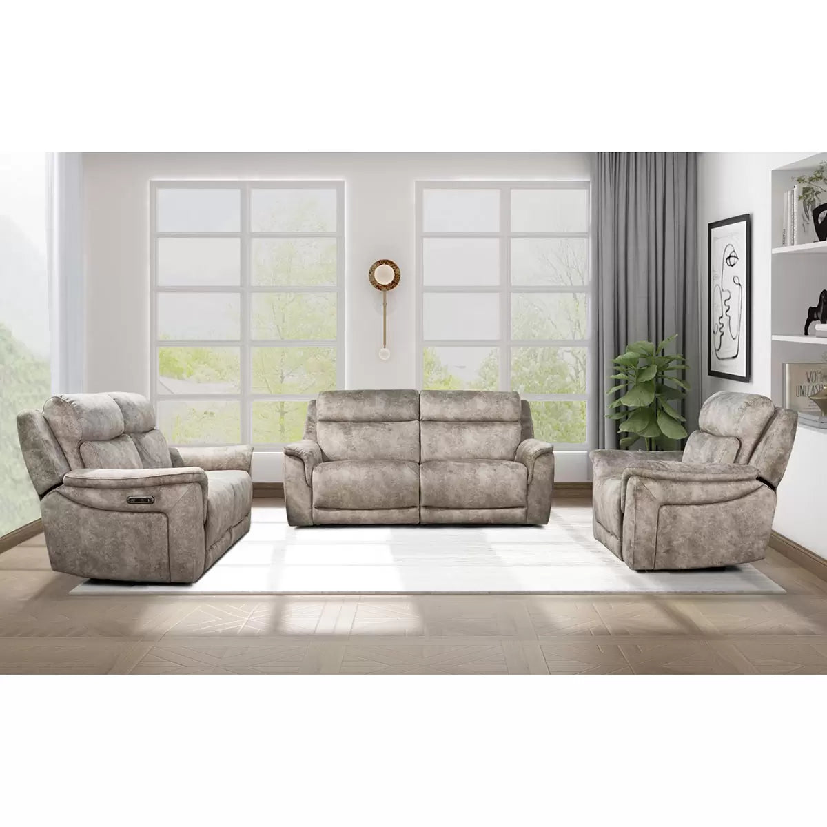 Oscar Grey Fabric Power Reclining 2 Seater Sofa with Power Headrest