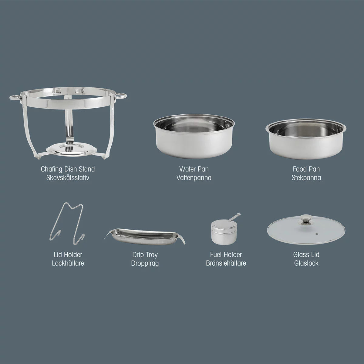 Denmark Round Stainless Steel Chafing Dish, 8.5L
