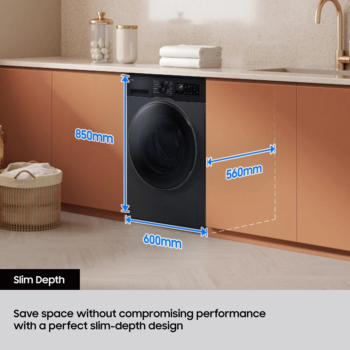 Samsung Series 5 WD90DG5G34BBEU 9kg / 5kg Smart Slim Depth Washer Dryer, E Rated