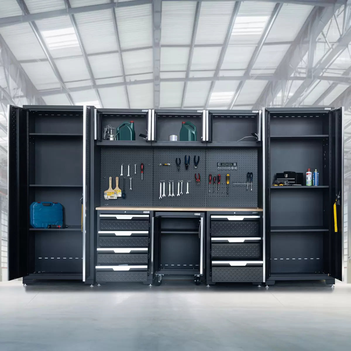 Hilka Garage Pro+ 24 Gauge Steel 9 Piece Cabinet Set