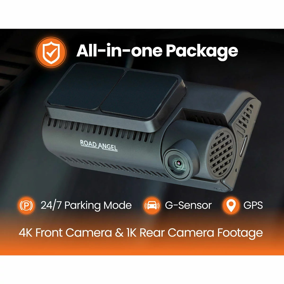 Road Angel Halo Ultima 4k Dual 64 GB Dash Cam