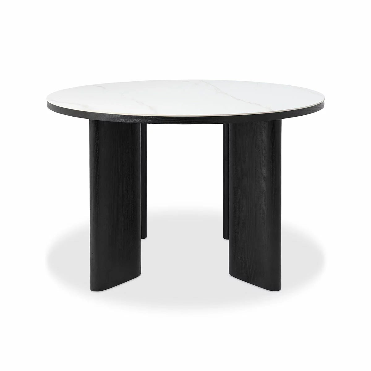 Bentley Designs Alisa Round Sintered Stone Dining Table + 4 Grey Swivel Chairs