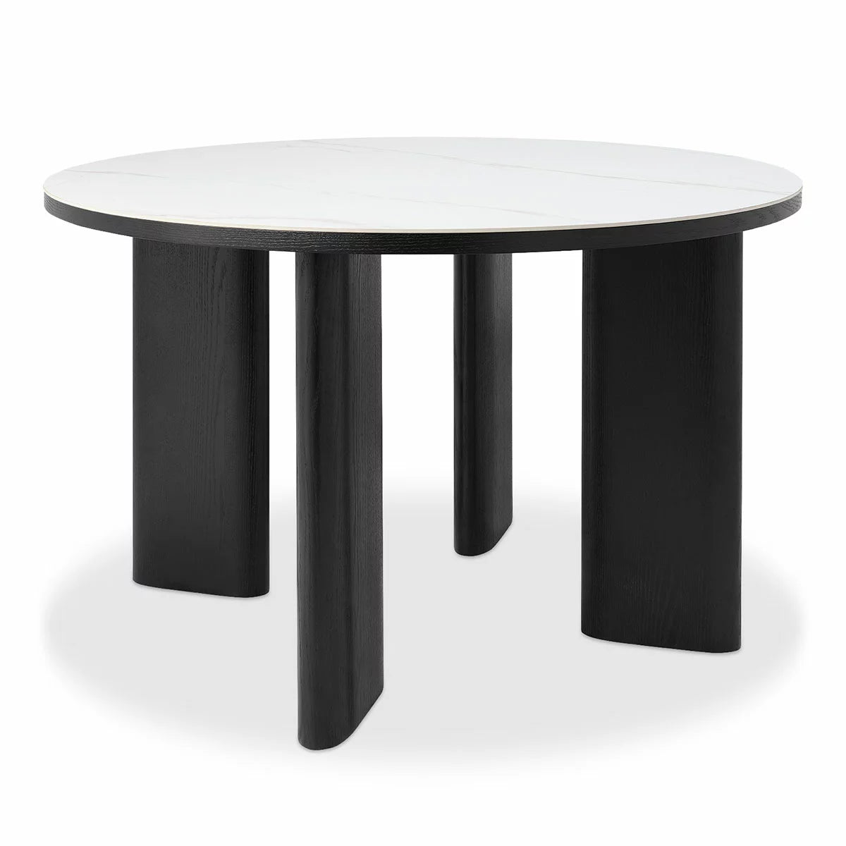 Bentley Designs Alisa Round Sintered Stone Dining Table + 4 Grey Swivel Chairs