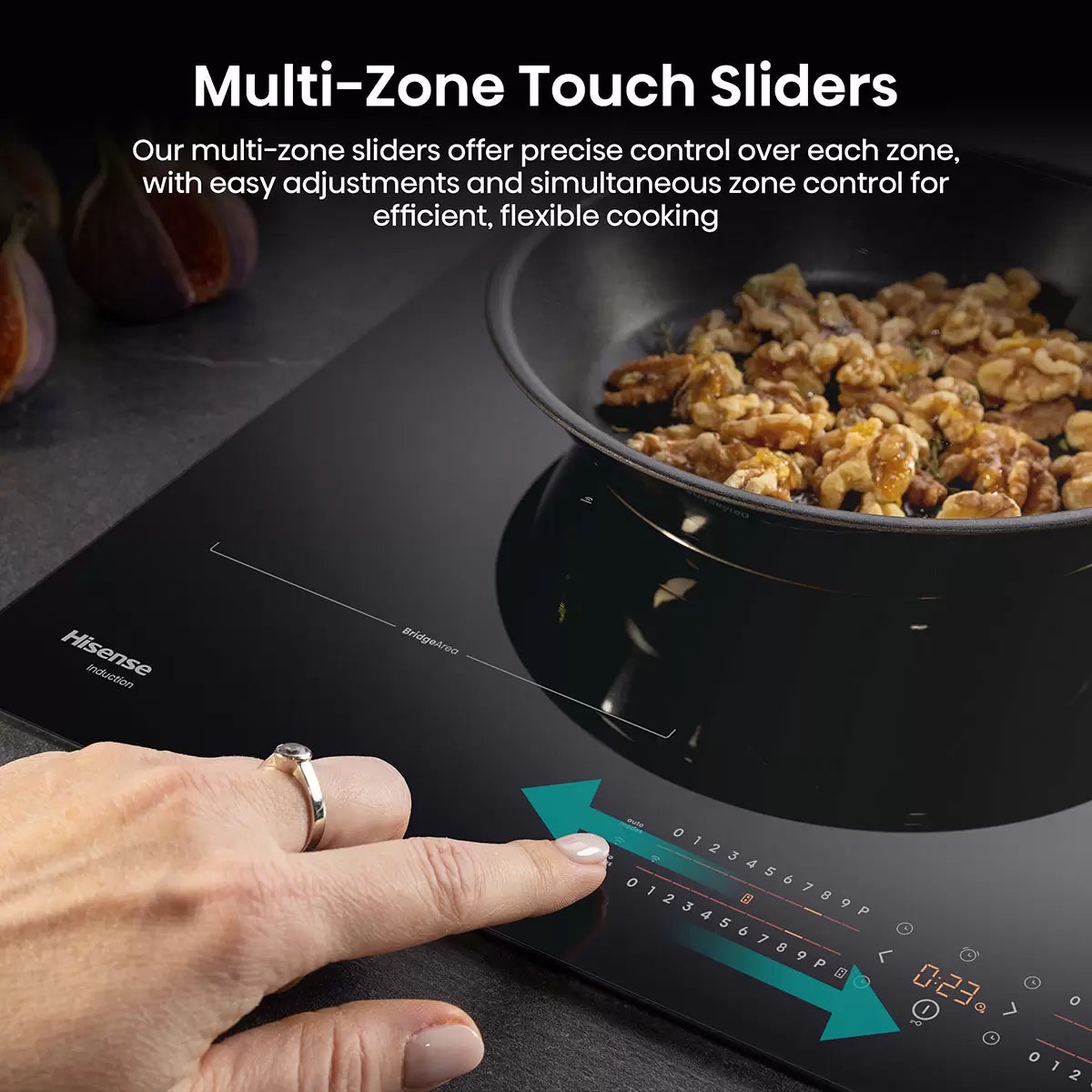 Hisense Hi6 HI8432BSCWF 80cm Induction Hob with Bridge Zone, in Black, view 3