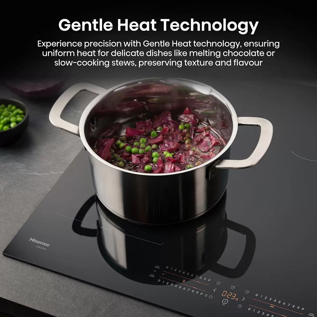 Hisense Hi6 HI8432BSCWF 80cm Induction Hob with Bridge Zone, in Black, view 5