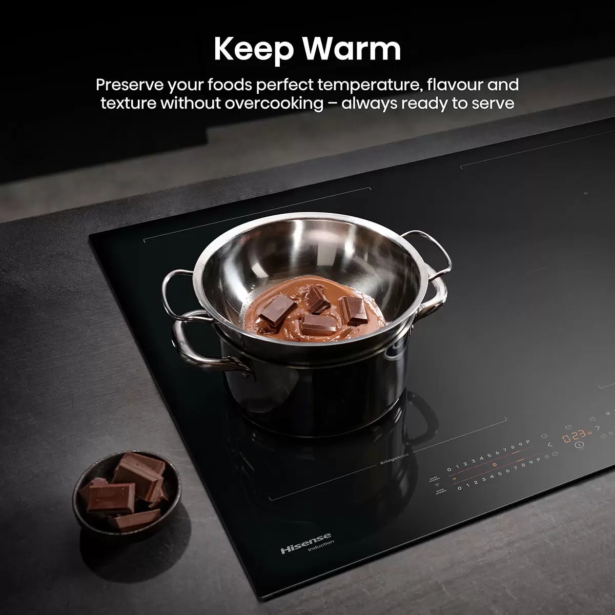 Hisense Hi6 HI6442BSCWF 60cm Induction Hob with Area Flex, in Black, view 8