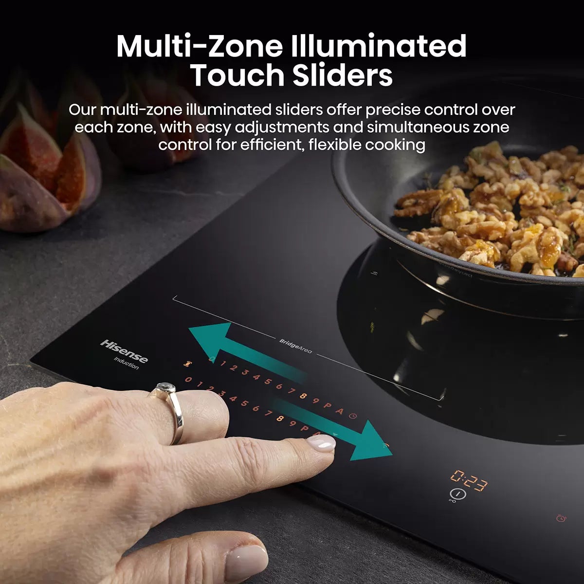 Hisense Hi8 HI6443BSCWF 60cm Induction Hob with Area Flex, in Black, view 3