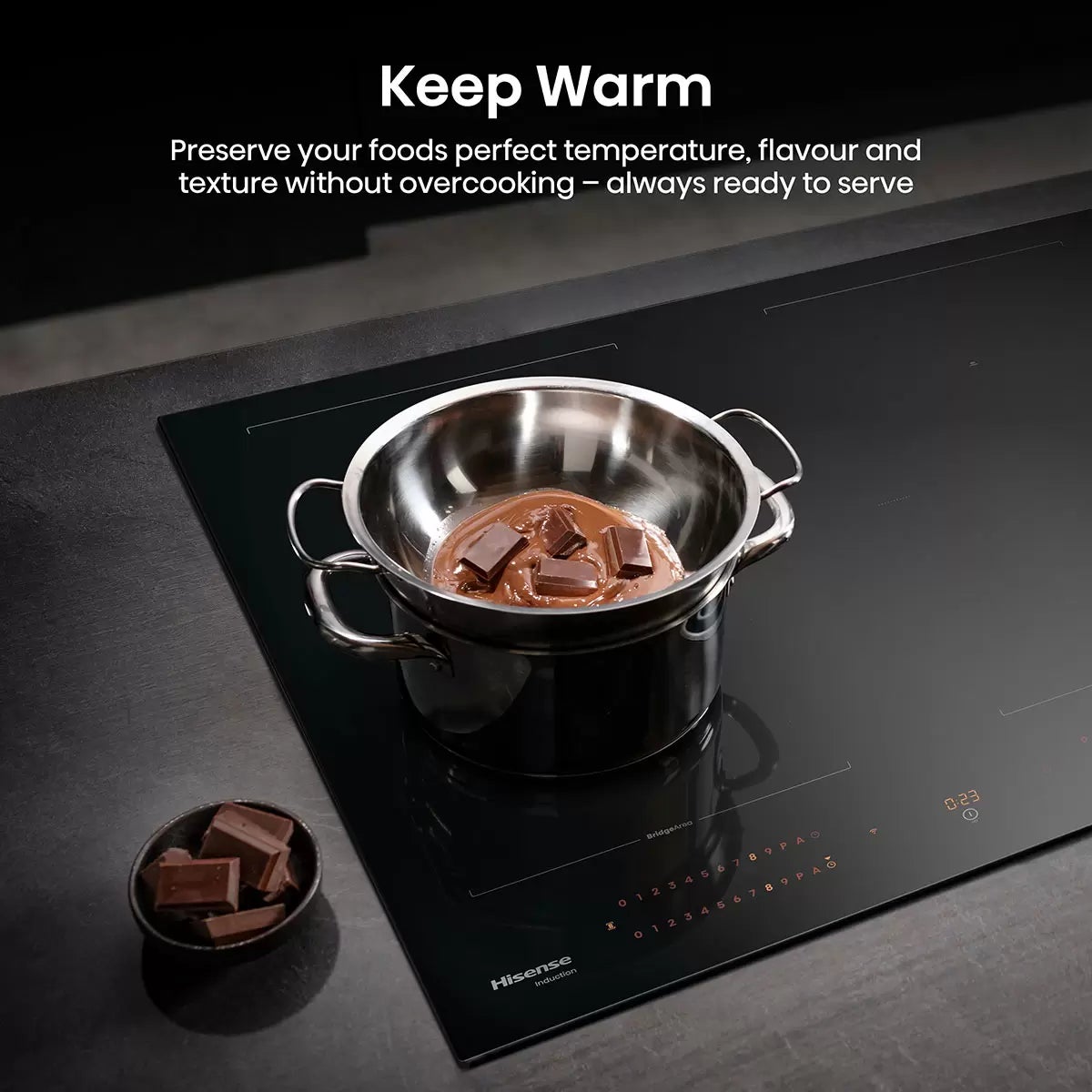 Hisense Hi8 HI6443BSCWF 60cm Induction Hob with Area Flex, in Black, view 8