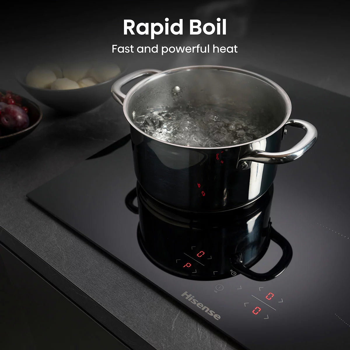 Hisense Hi6 HI8421BSC 80cm Induction Hob with Bridge Zone, in Black