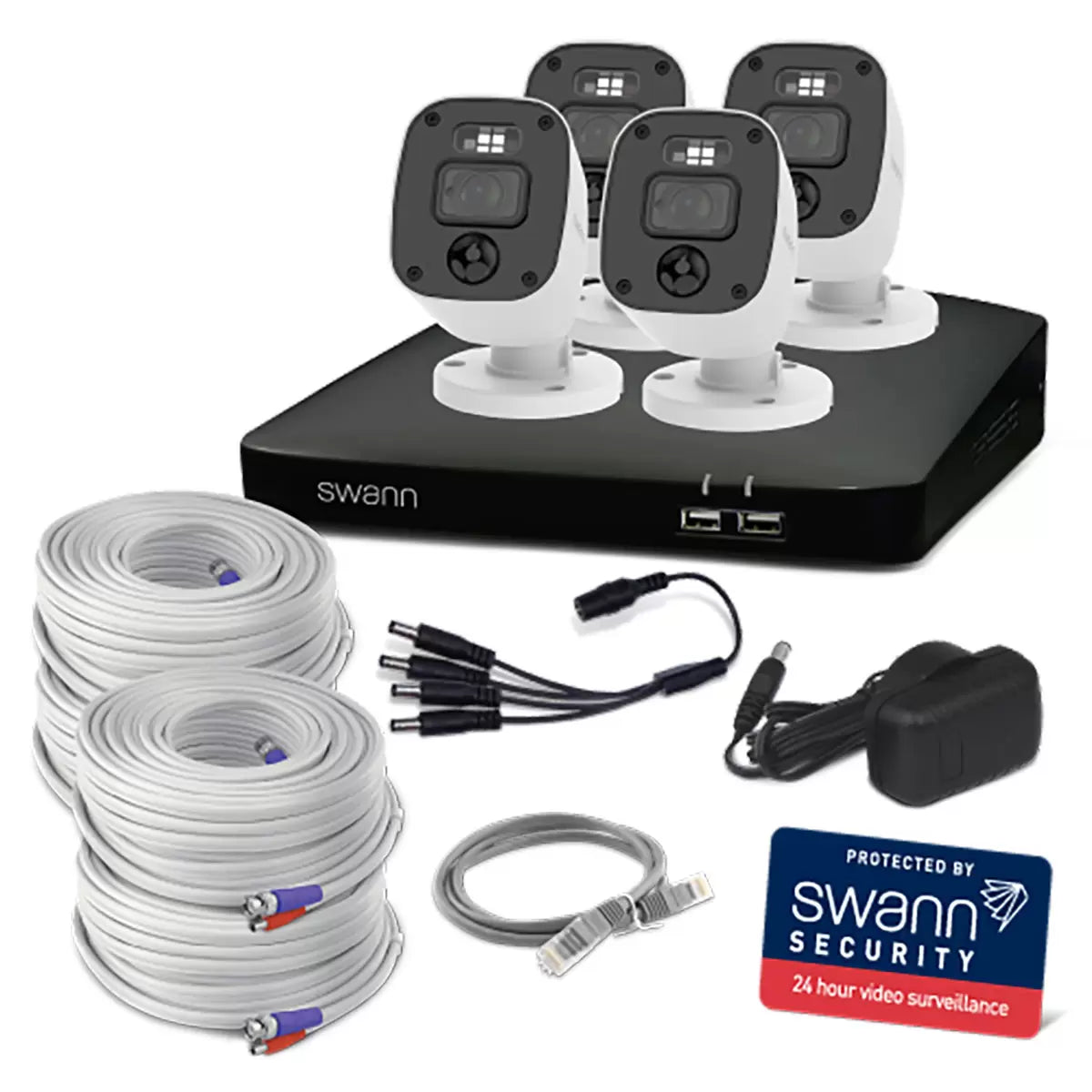Swann 4MP (2K) DVR 8 x Channel / 4 x PRO-2KMQB Bullet Cameras with 1TB HDD