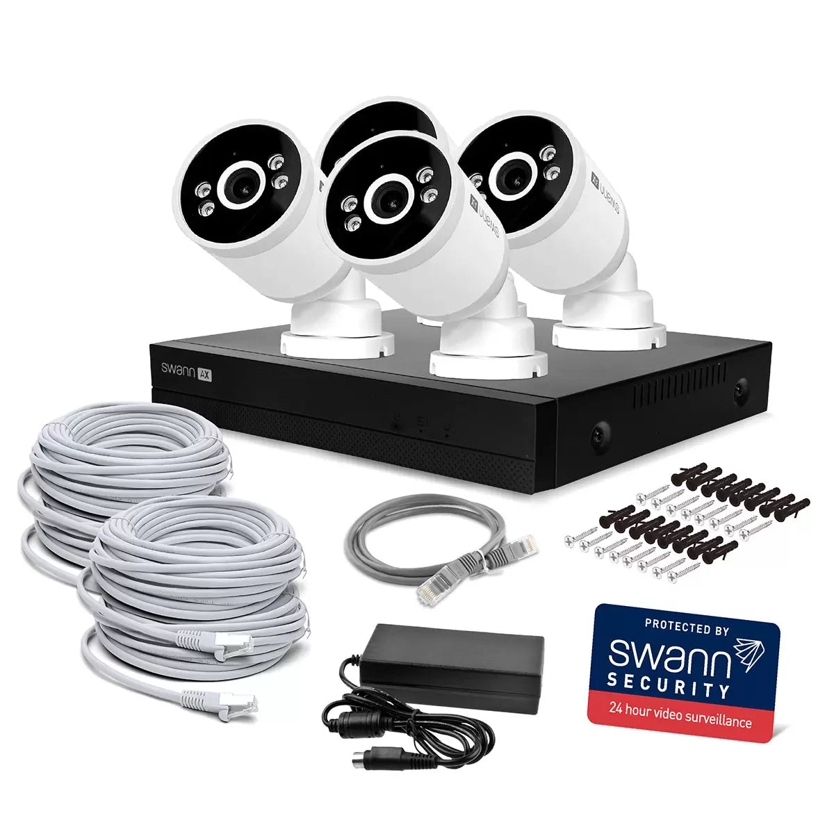 Swann 4K NVR 8 x Channel / 4 x NHD-ADVANXB Bullet Cameras with 1TB HDD