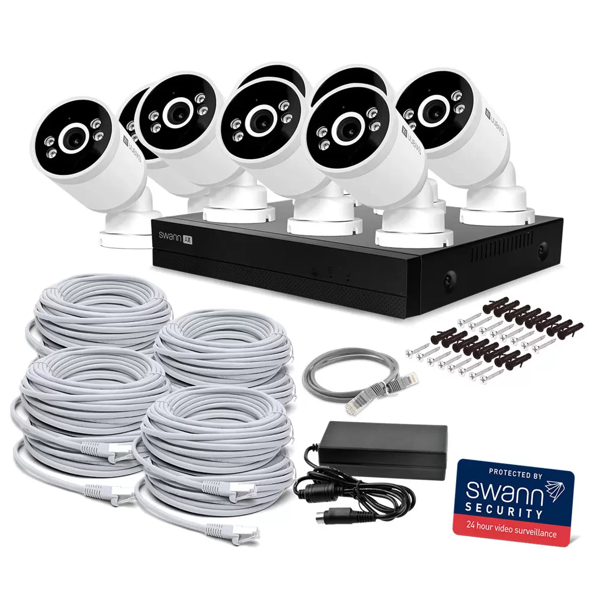 Swann 4K NVR 16 x Channel / 8 x NHD-ADVANXB Bullet Cameras with 2TB HDD