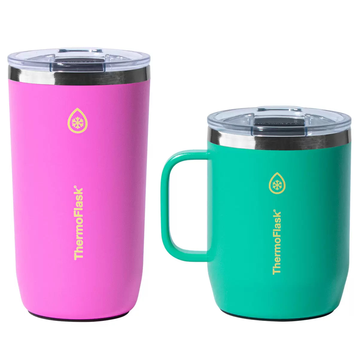 ThermoFlask Coffee and Mug Set in Pink & Green