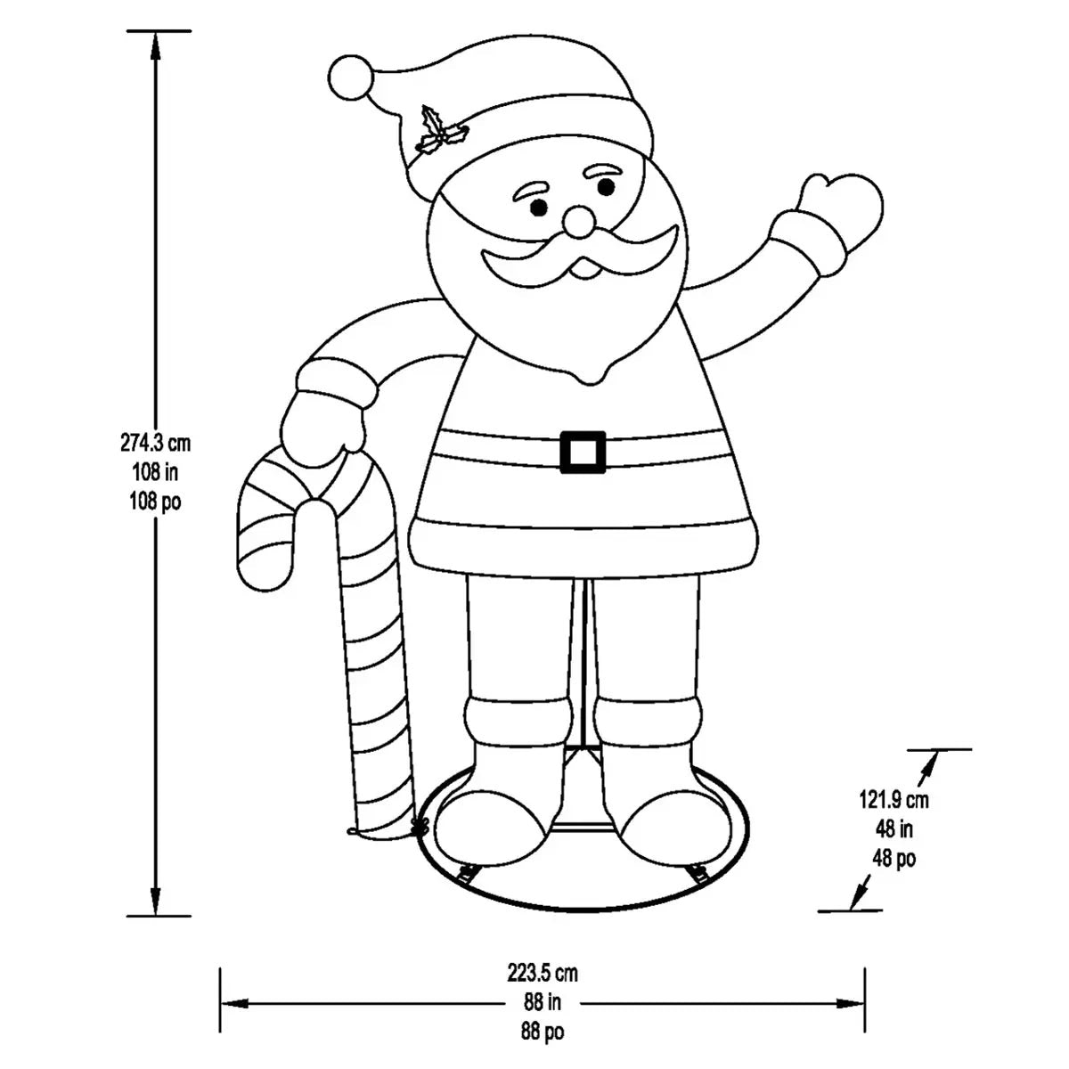 9ft Pop Up Santa With LED Lights, view 3