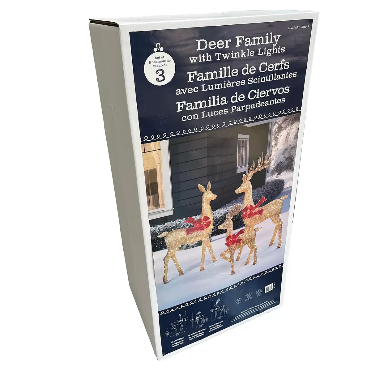 6ft (1.8m) Deer family Set of 3 with LED Lights
