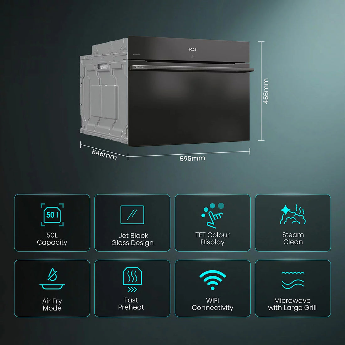 Hisense Hi8 BlackLine BIM4AH8UKWF Built In Electric Single Oven with Microwave