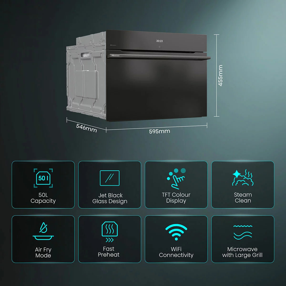 Hisense Hi8 BlackLine BIM4AH8UKWF Built In Electric Single Oven with Microwave