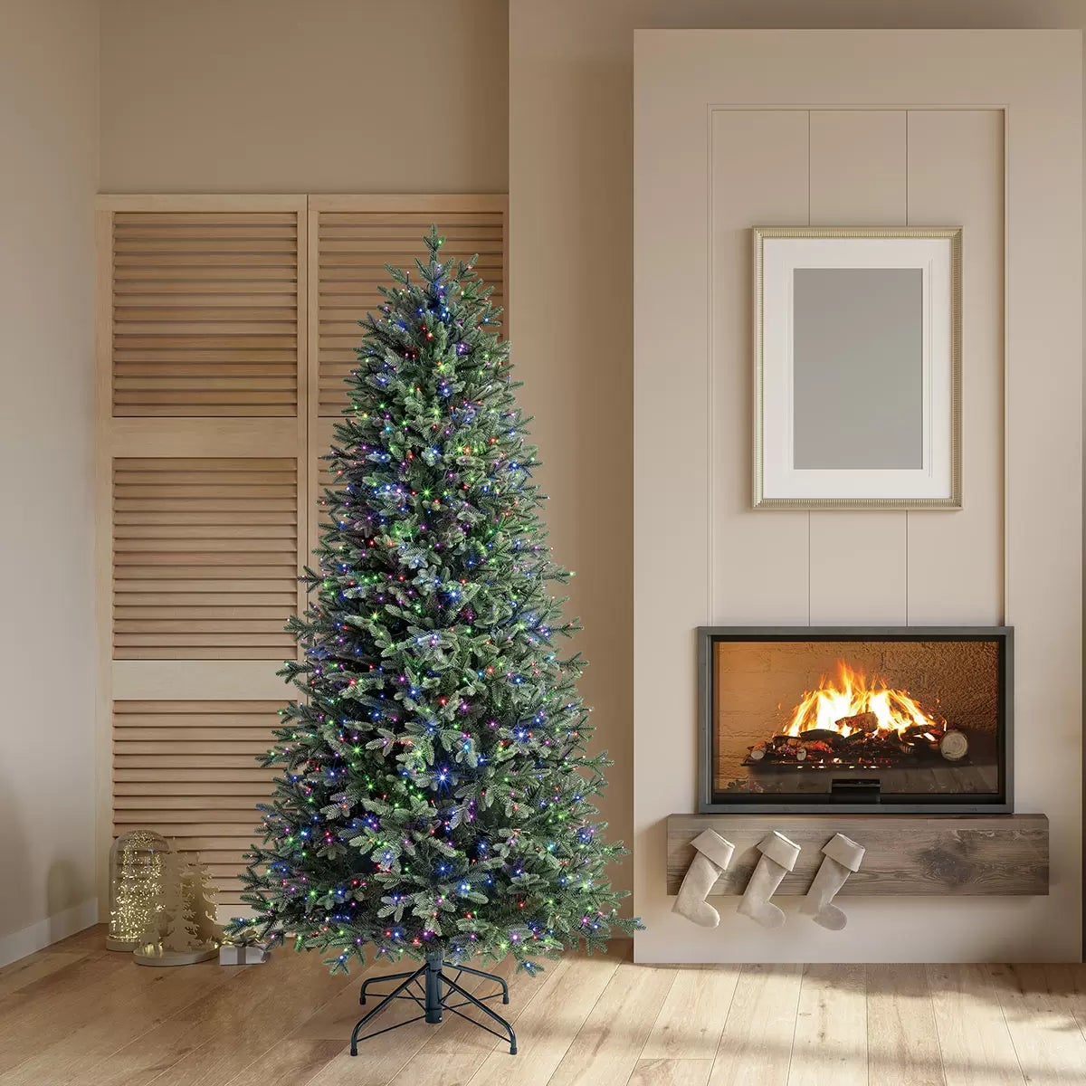 6.5ft (1.98m) Pre-Lit Aspen Artificial Christmas Tree with 1200 Colour Changing Micro LED Lights, view 2