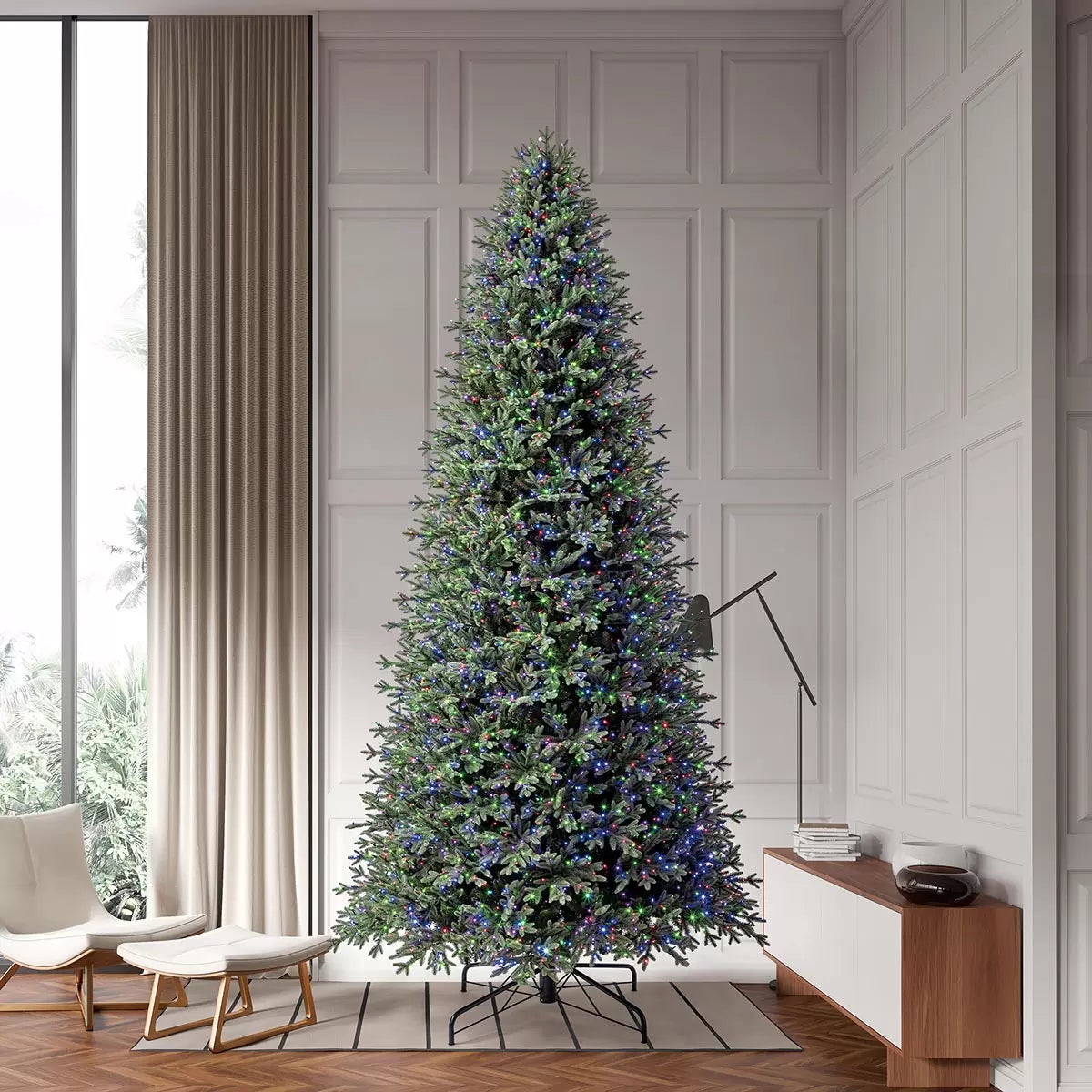 12ft (3.7m) Pre-Lit Aspen Artificial Christmas Tree With 4,430 Colour-Changing Radiant Micro Twinkle LED Lights, view 2